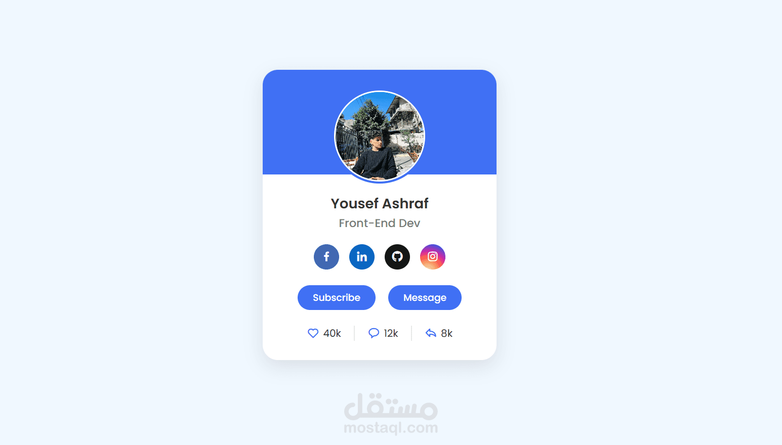 تصميم واجهة Profile Card متجاوبة وعصرية