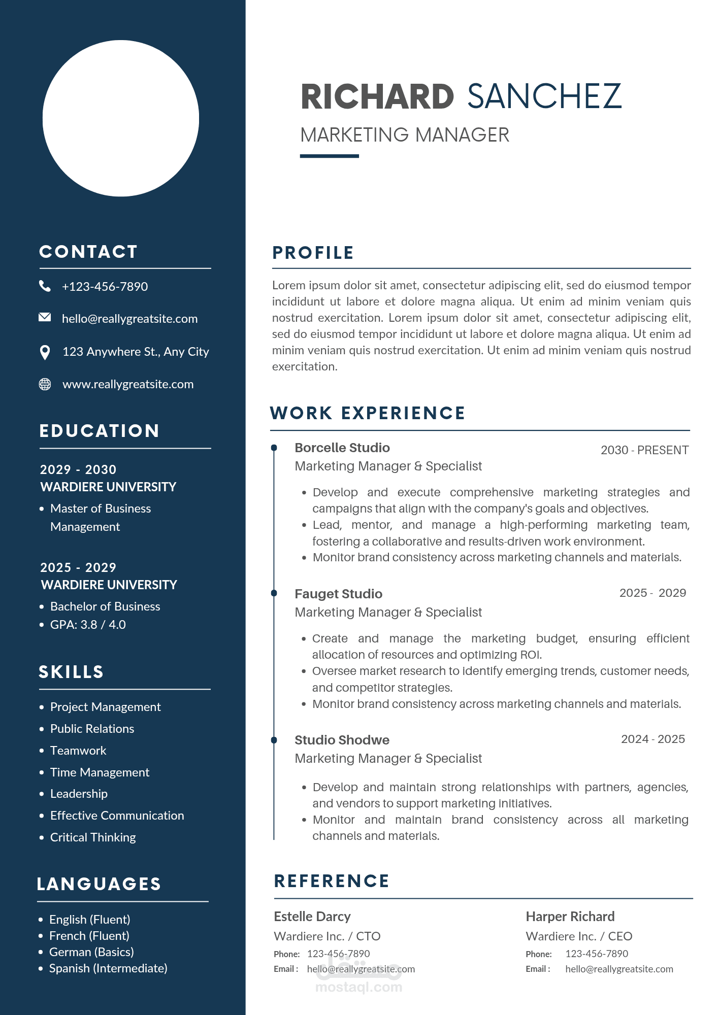 Cv بشكل احترافي من تطبيق Canva