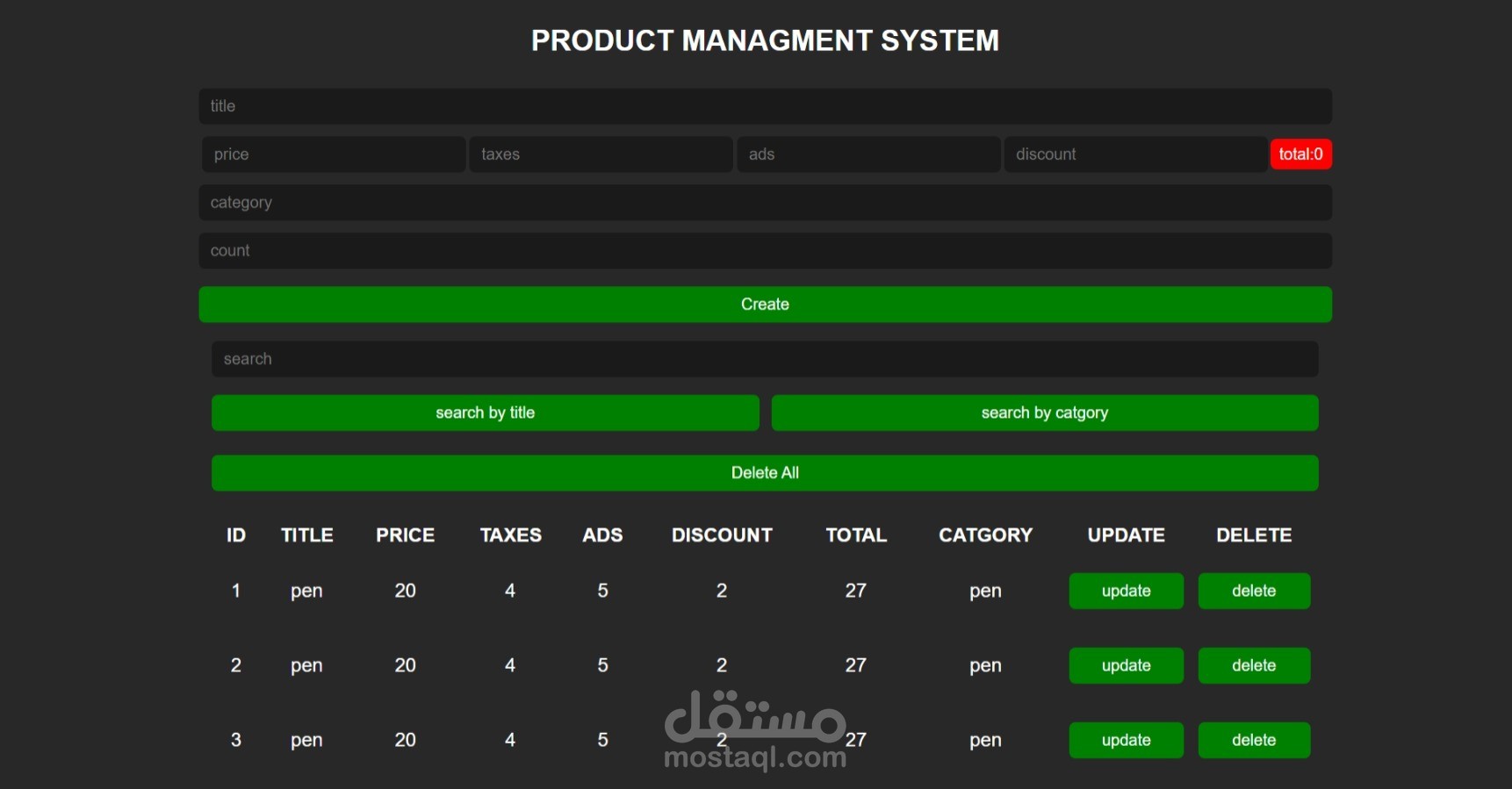 نظام الاداره المنتجات