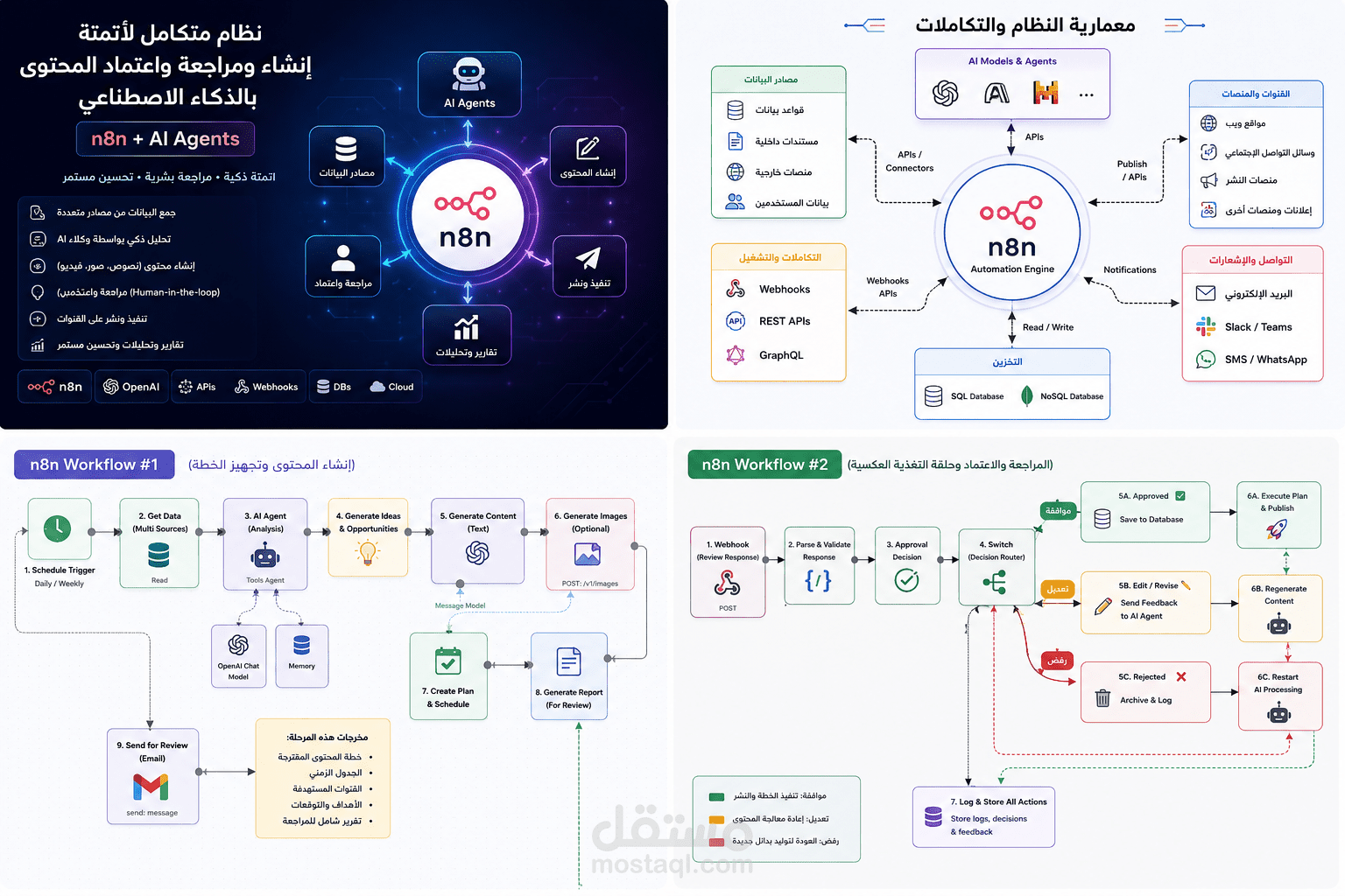 تطوير منصة AI Automation متكاملة باستخدام n8n وربط APIs وWebhooks