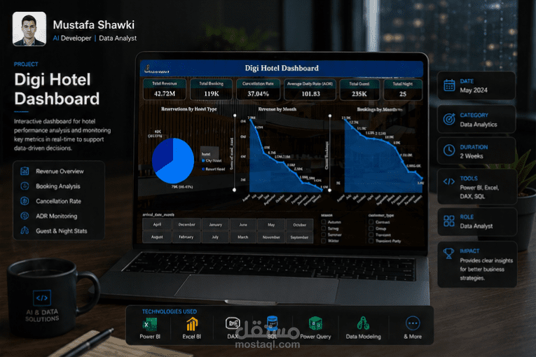 تحليل بيانات حجوزات الفنادق واكتشاف أسباب الإلغاء (Hotel Booking Data Analysis) ب استخدام  power BI