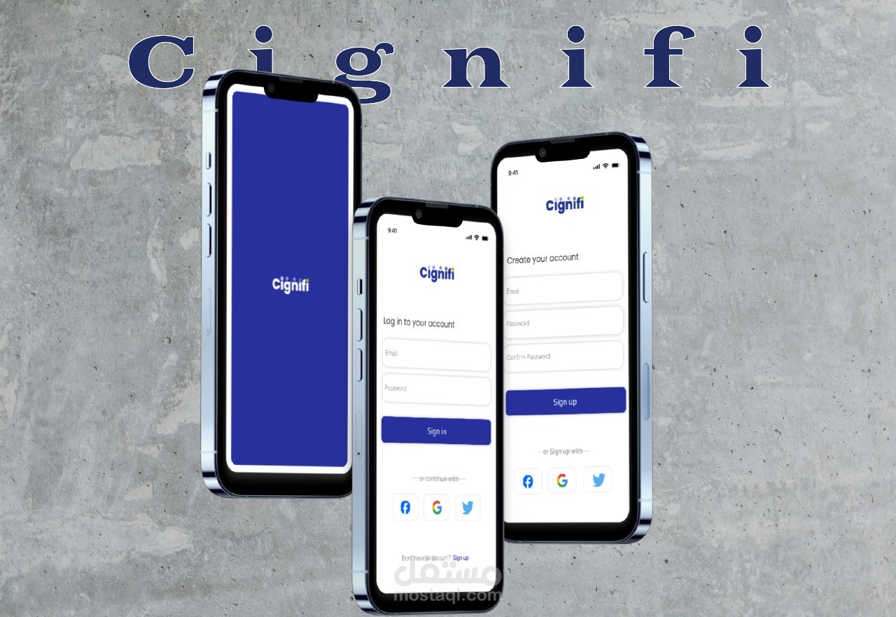 UI Design تصميم واجهات تسجيل دخول واشتراك لتطبيق Cignifi – بتجربة استخدام عصرية وسهلة