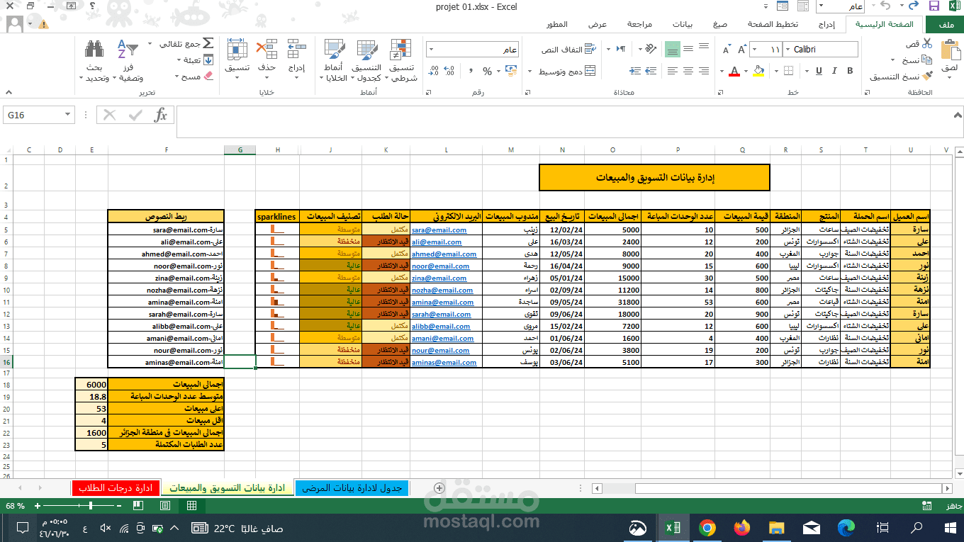 إدارة بيانات التسويق والمبيعات