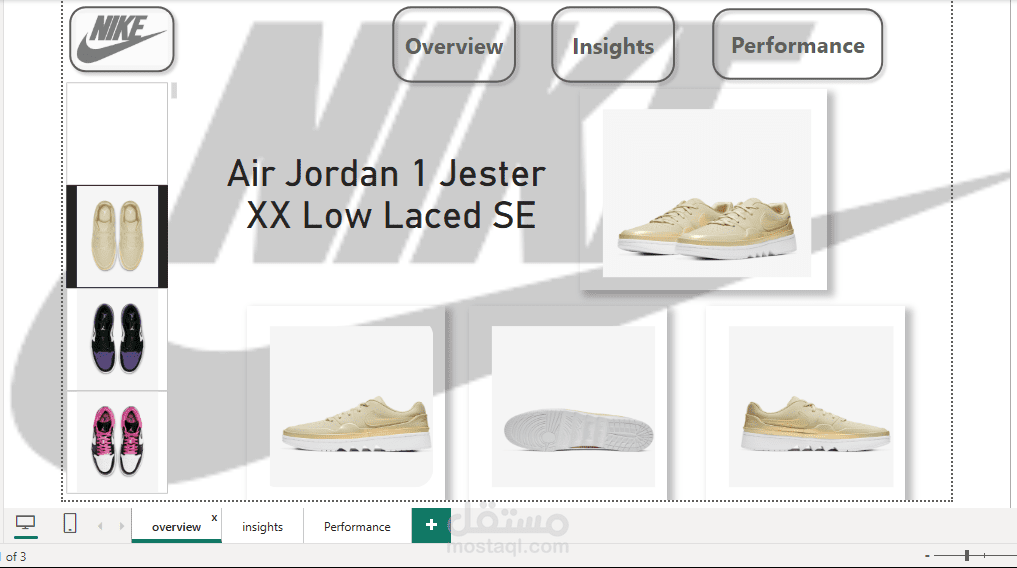 تحليل أداء مبيعات منتجات Nike  – لوحة تحكم تفاعلية في Power BI