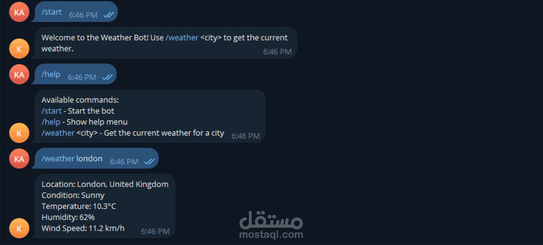 بوت تليجرام  لمعرفة الطقس
