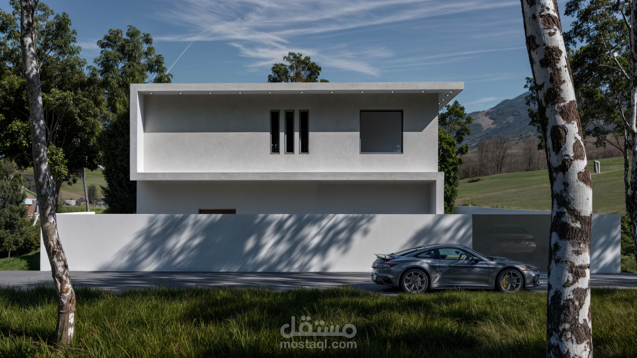 تصميم خارجي عصري لفيلا بأناقة بسيطة