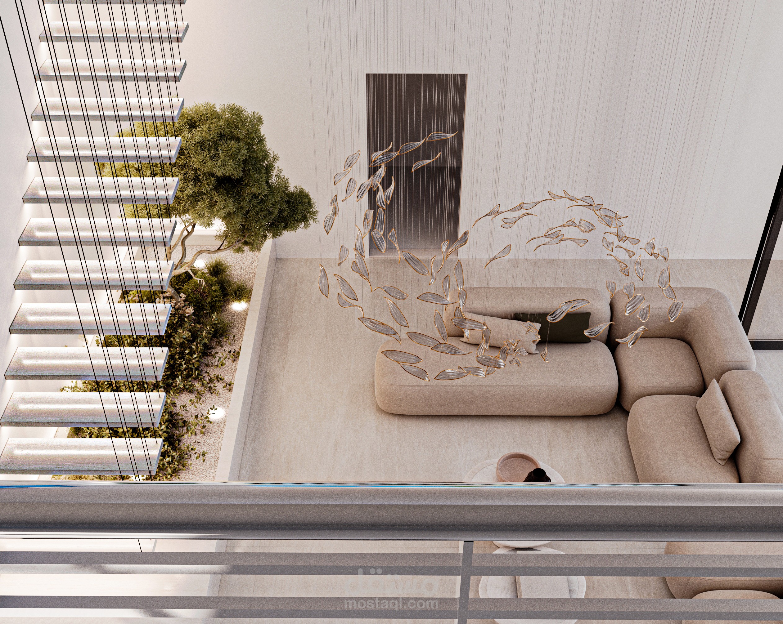 تصميم صاله معيشه و غرفه استقبال ( مكان الجلوس+غرفه الطعام ) لفيلا سكنيه