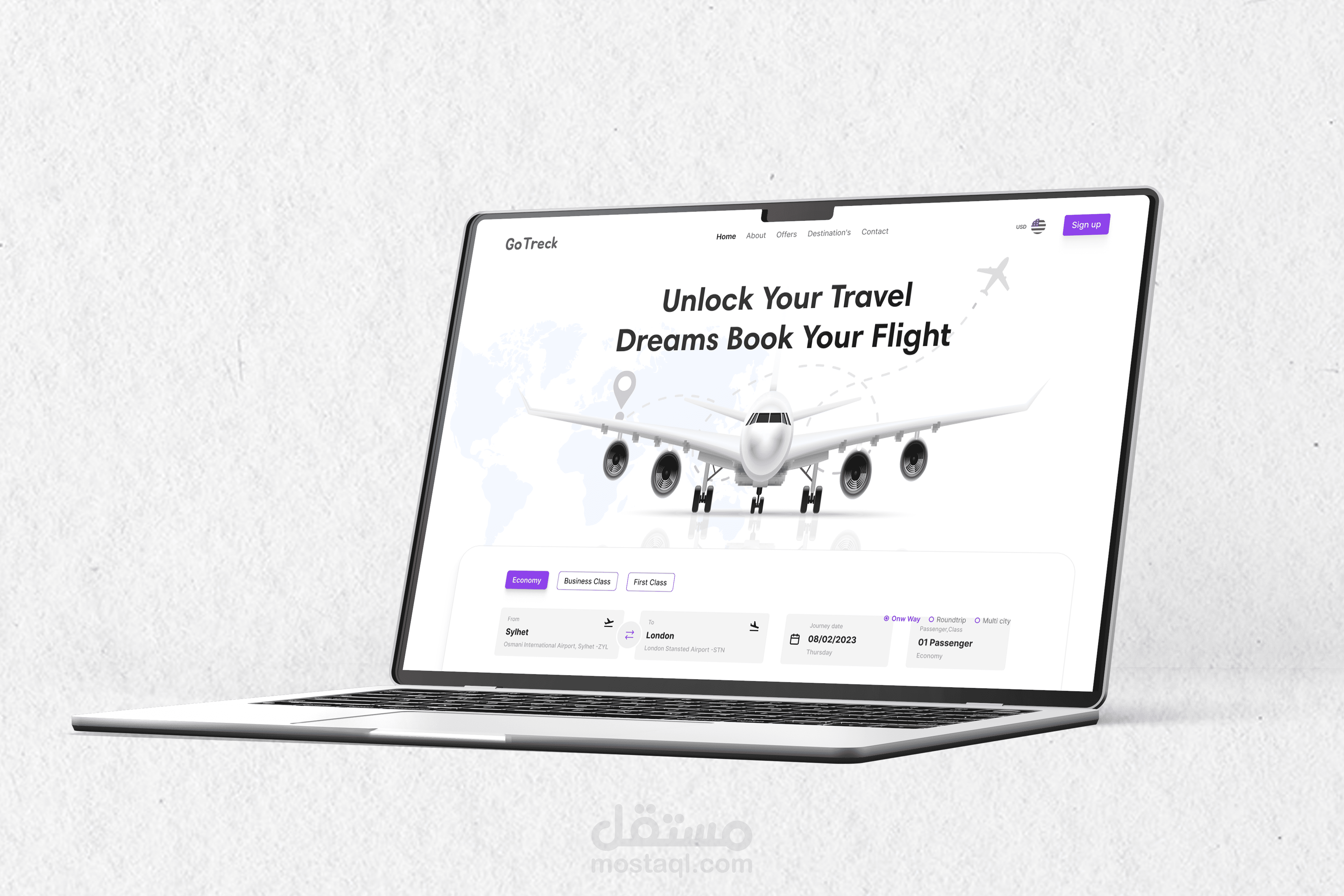 تصميم واجهة موقع وكالة سفر (Travel Agency Website UI)
