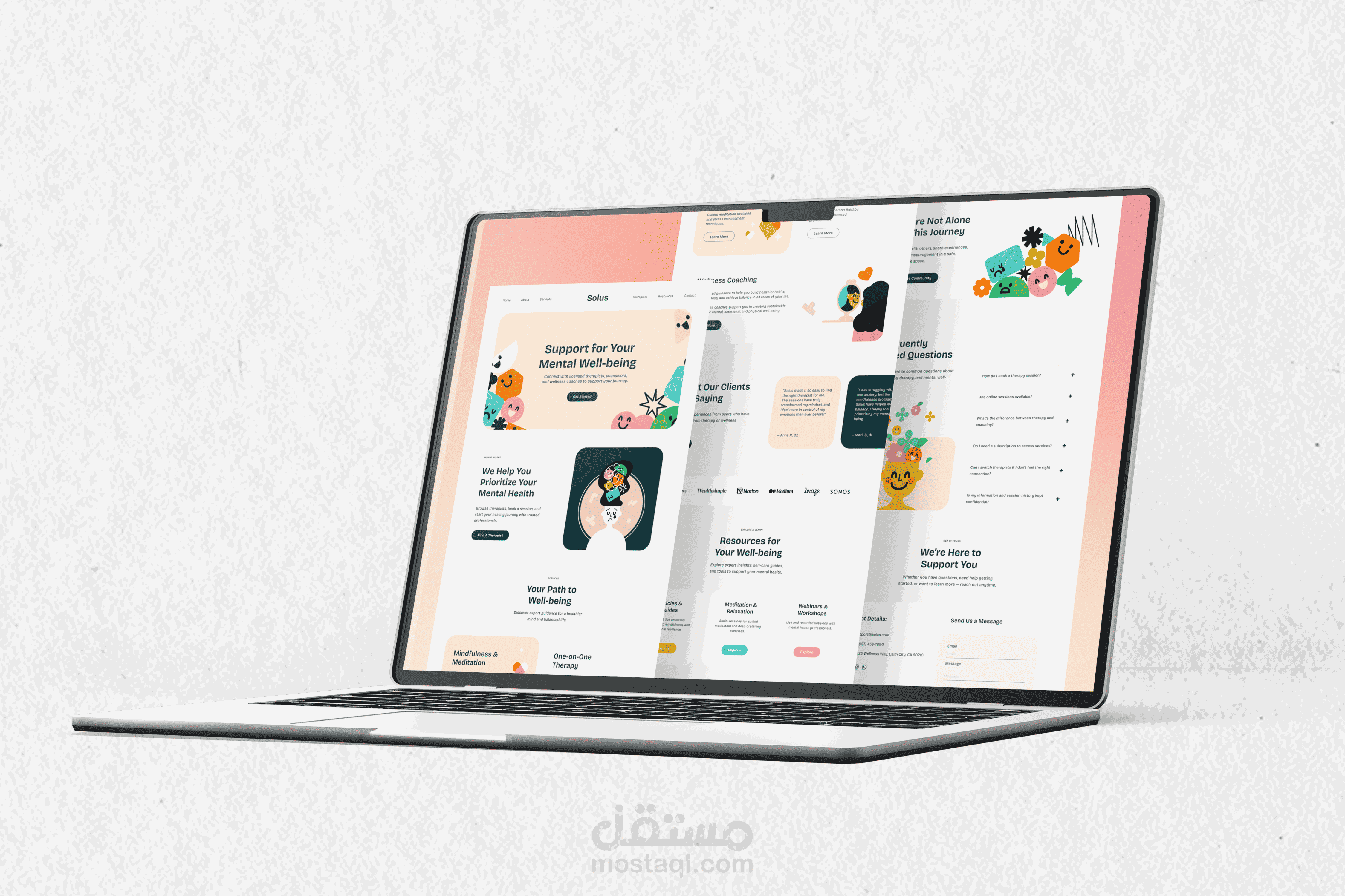 تصميم واجهة موقع لدعم الصحة النفسية (Mental Health Support Website UI)
