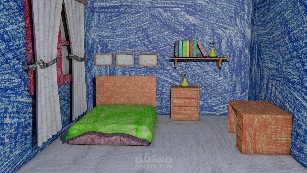 تصميم ثلاثي الأبعاد باستخدام خامات طفولية