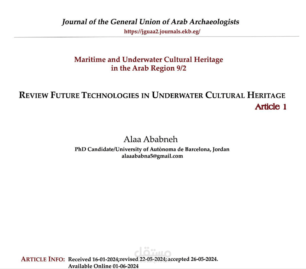 REVIEW FUTURE TECHNOLOGIES IN UNDERWATER CULTURAL HERITAGE