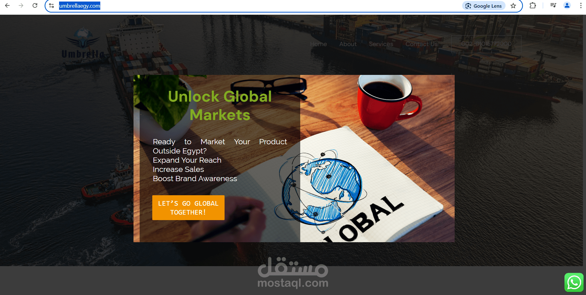 مشروع إنشاء موقع إلكتروني لشركة شحن تم تطويره باستخدام منصة ووردبريس.