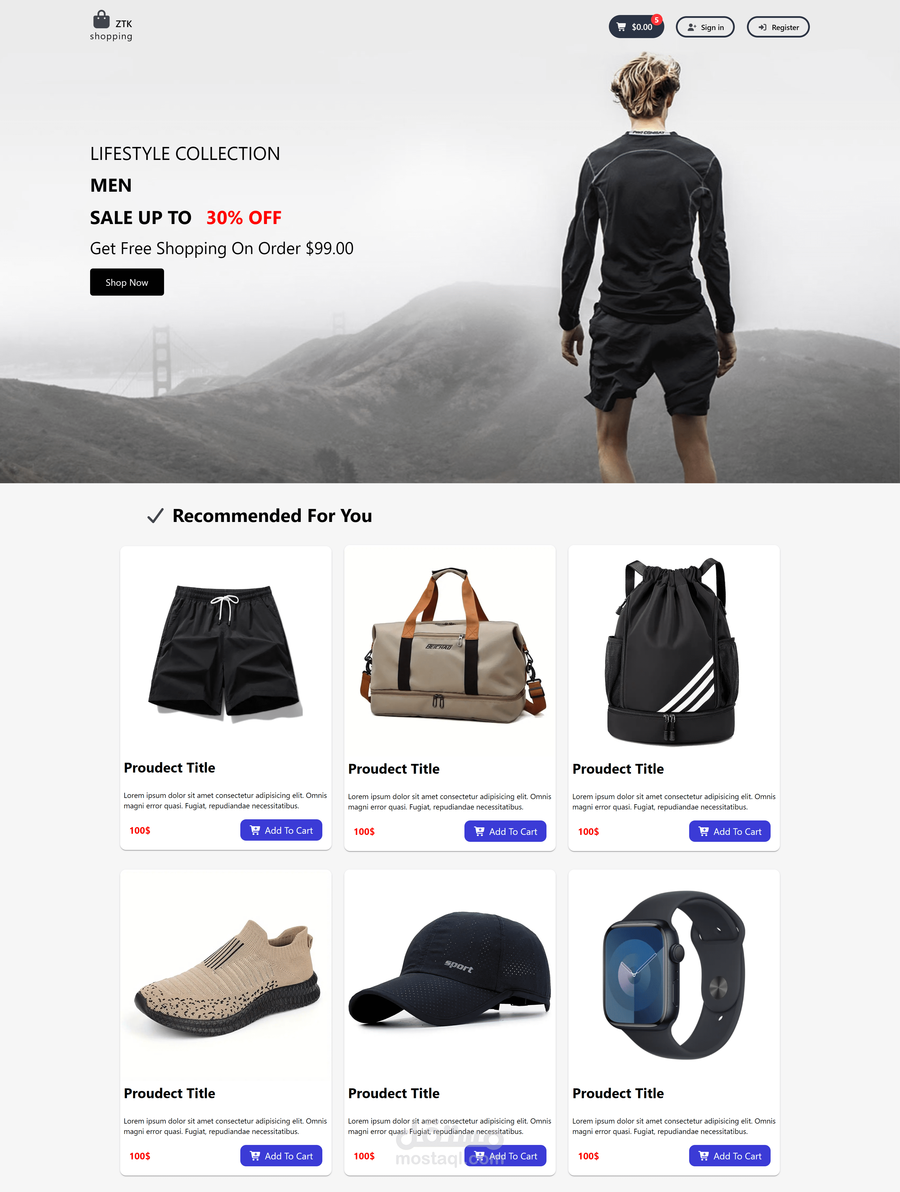 تصميم واجهة متجر إلكتروني عصرية ومتجاوبة