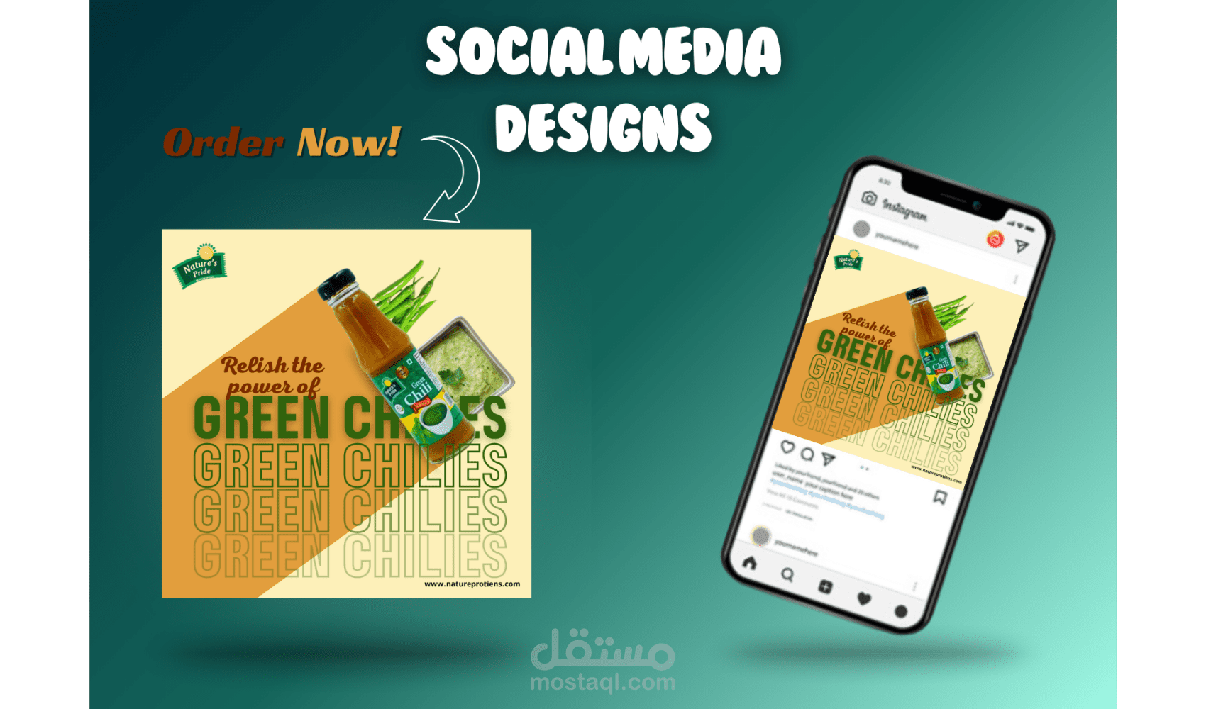 تصميم اعلاني للسوشيال ميديا لمنتج Green chilie