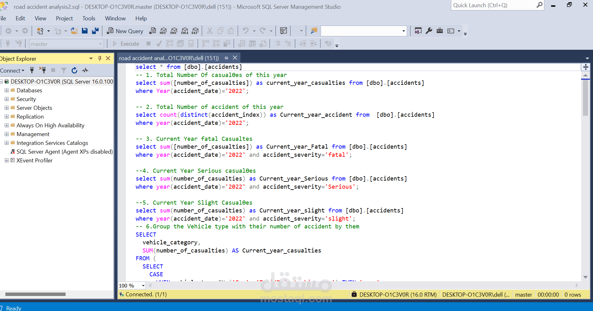 تحليل بيانات حوادث طرق