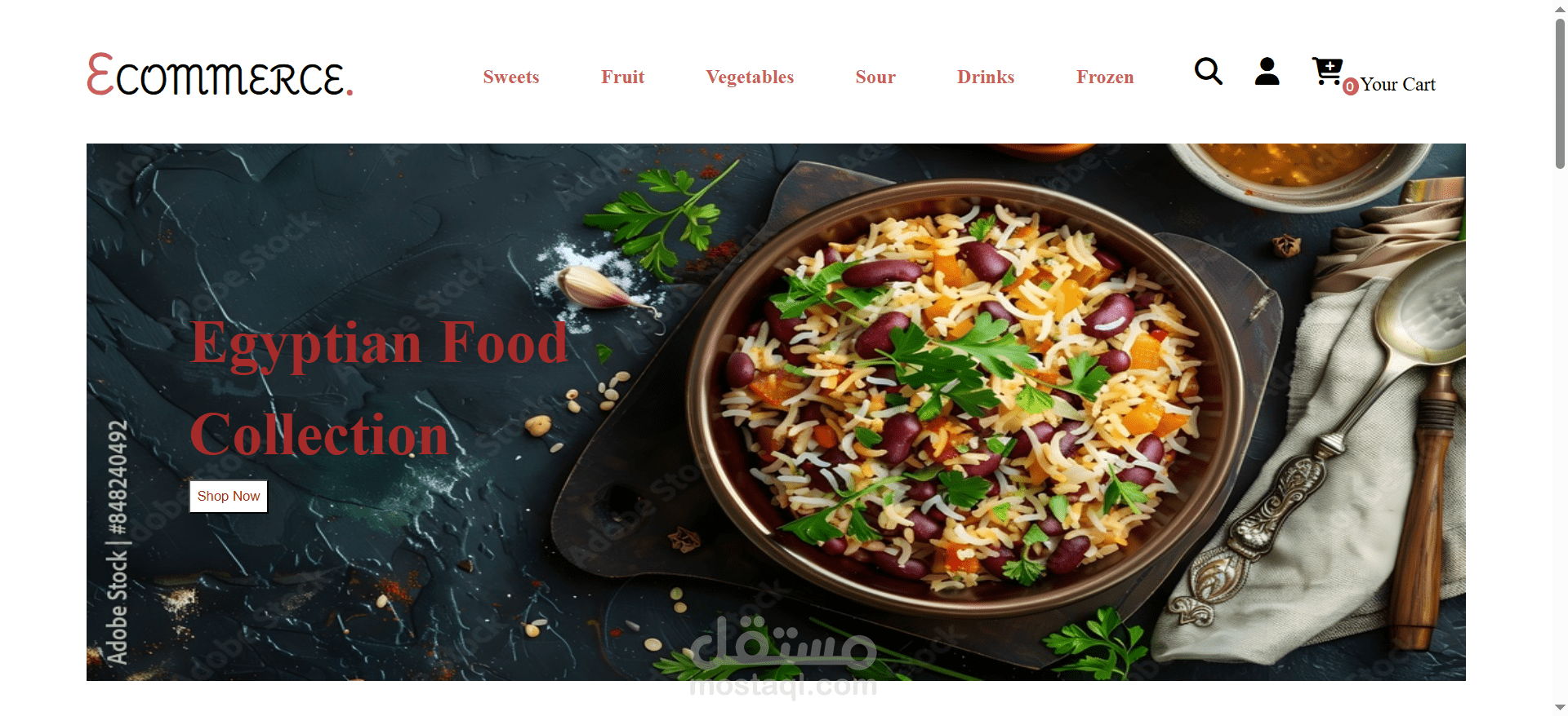 تصميم وتطوير واجهة متجر إلكتروني للأطعمة "E-COMMERCE" باستخدام HTML و CSS