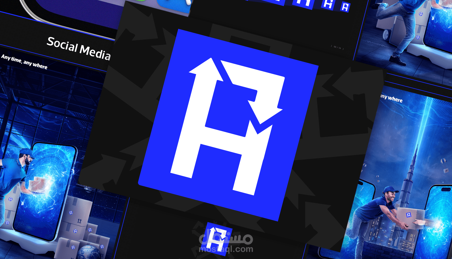 هوية بصرية كاملة وادارة سوشيل ميديا لشركة شحن دولي (AlphaStar) مقرها الامارات