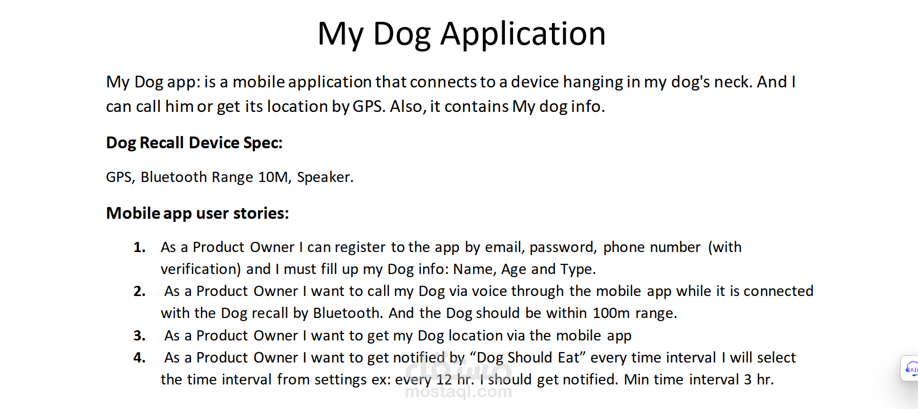 اختبار تطبيق My Dog - تحليل المتطلبات وتصميم حالات الاختبار