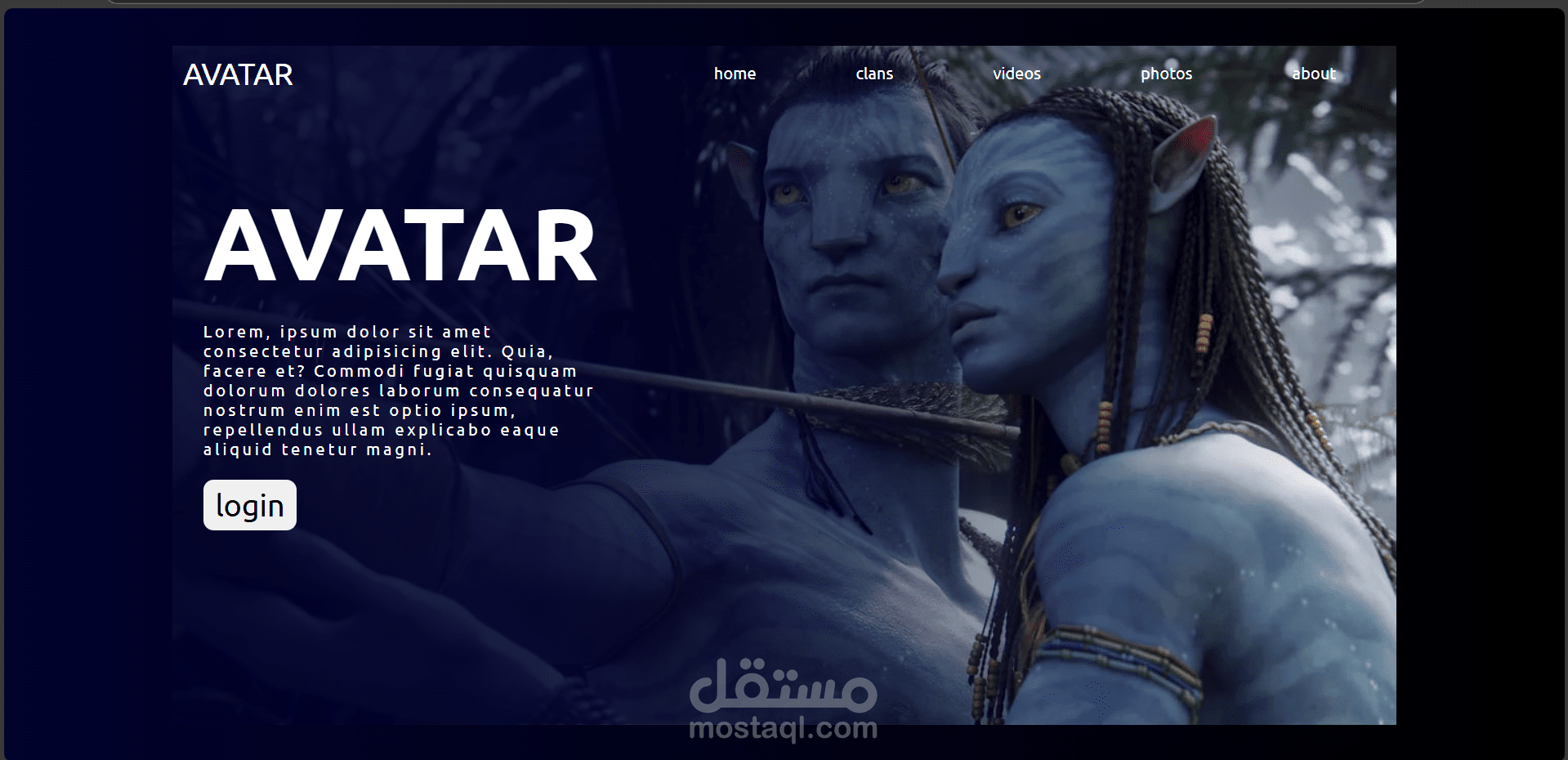 عملت موقع ب ال HTML و ال CSS عباره عن وجهة موقع فيها تسجيل دخول