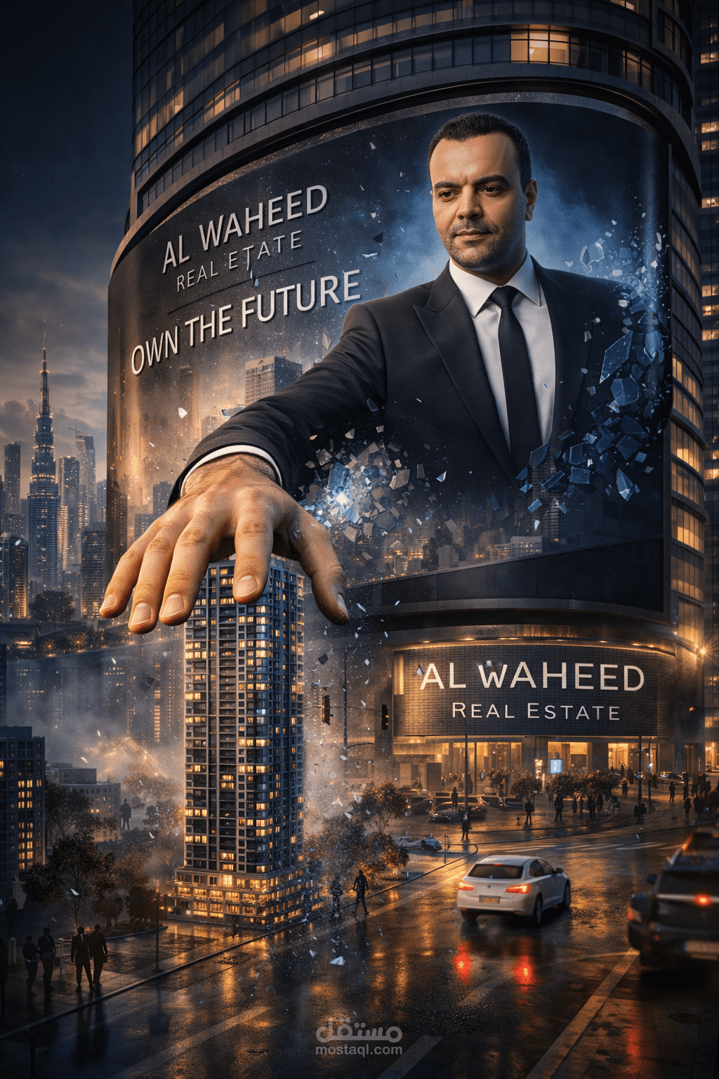 تصميم إعلان عقاري هيلوجرامي ملفت للأنظار صورة وفيديو