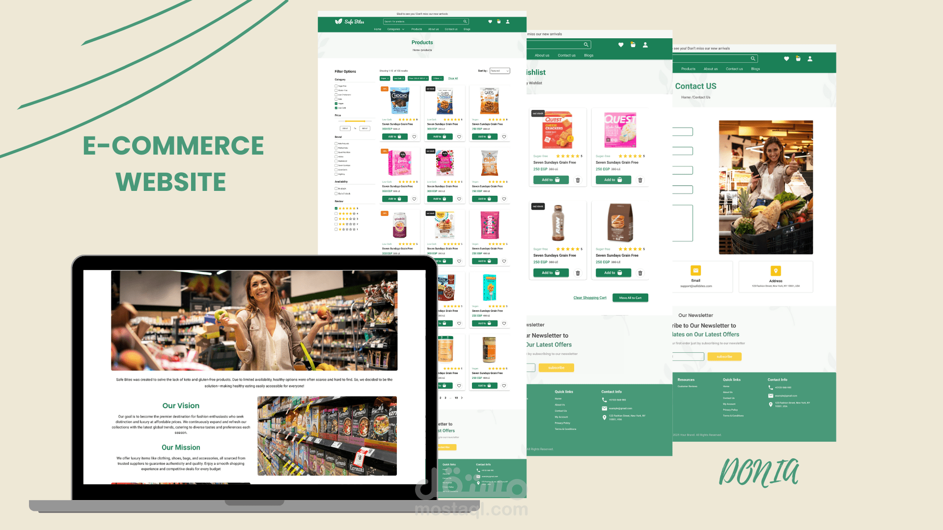 تصميم واجهة مستخدم لموقع Safe bites للمنتجات الصحية
