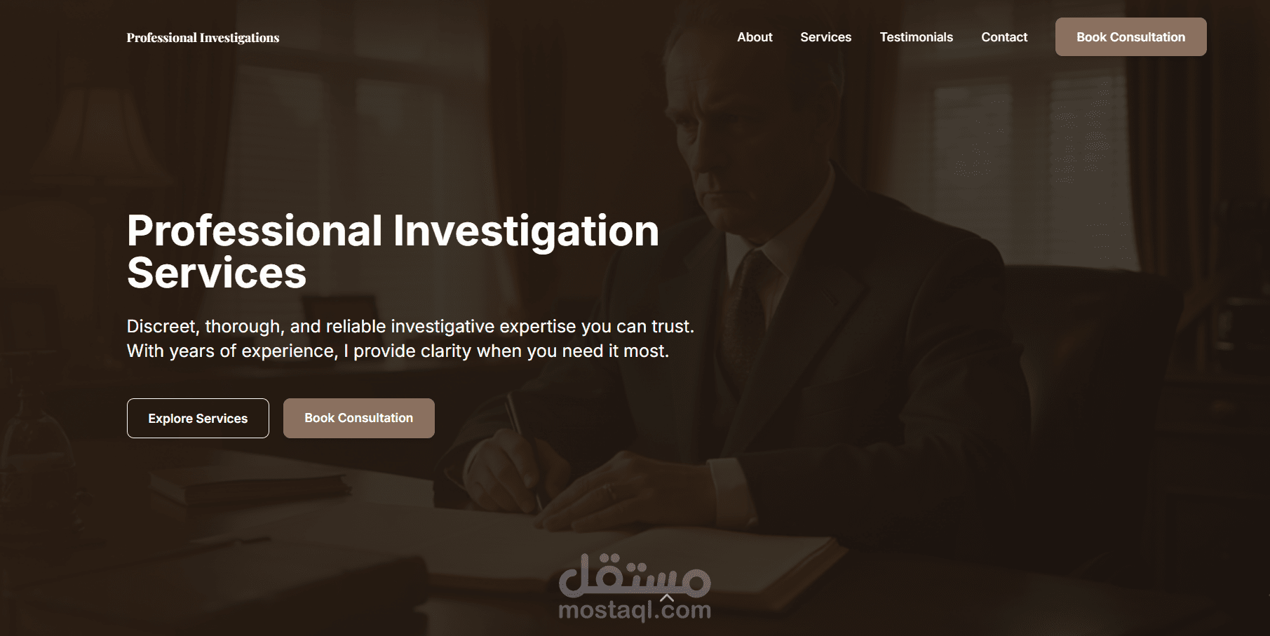 تصميم وتطوير موقع متكامل لشركة خدمات تحقيقات احترافية