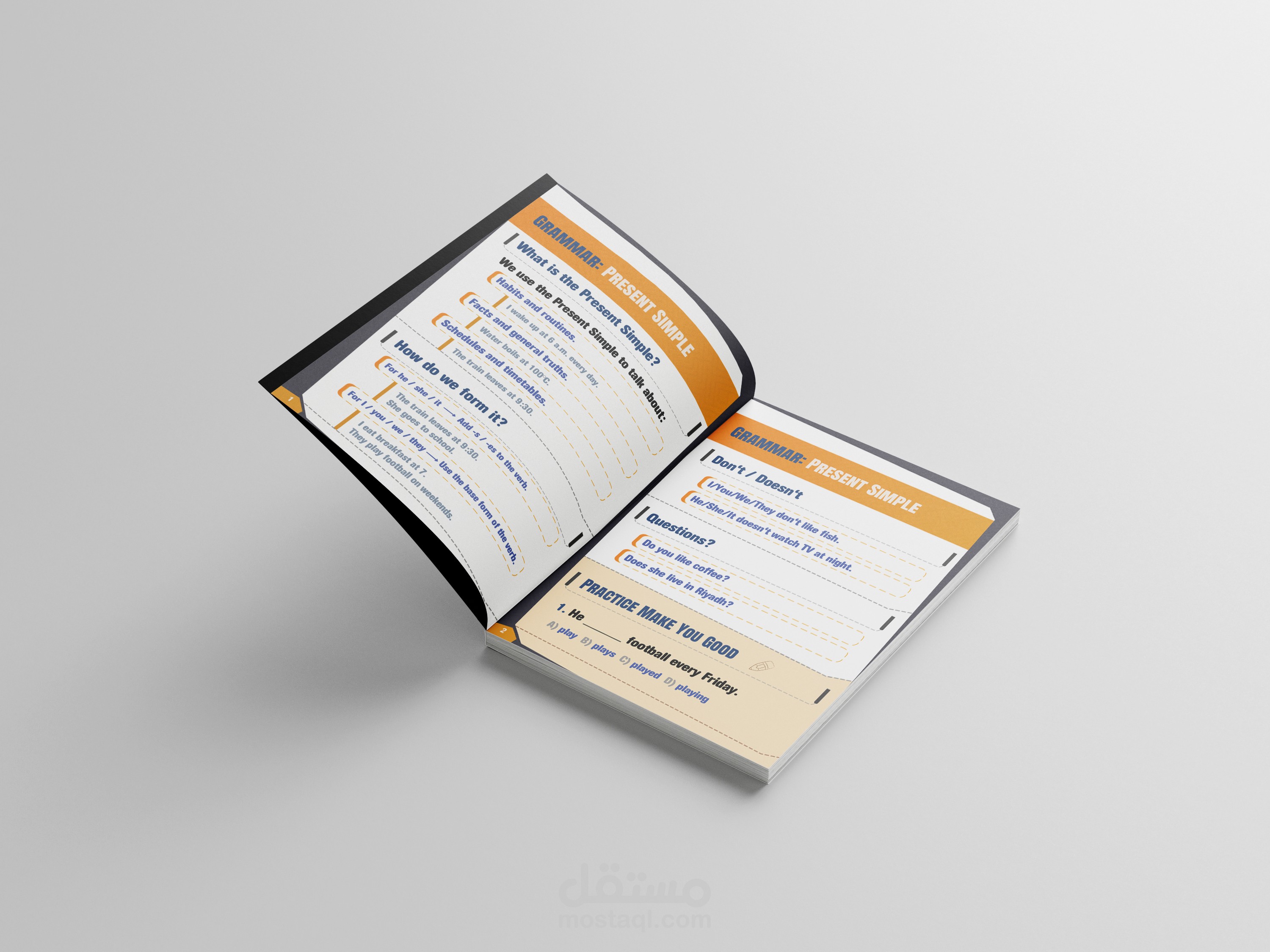 تصميم كتاب خاص بتعليم قواعد اللغة الانجليزية