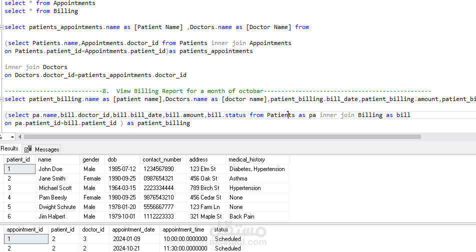 تحليل بيانات خاصه بالمستشفى