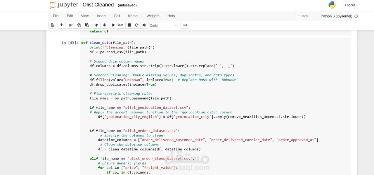 Cleaning using Python