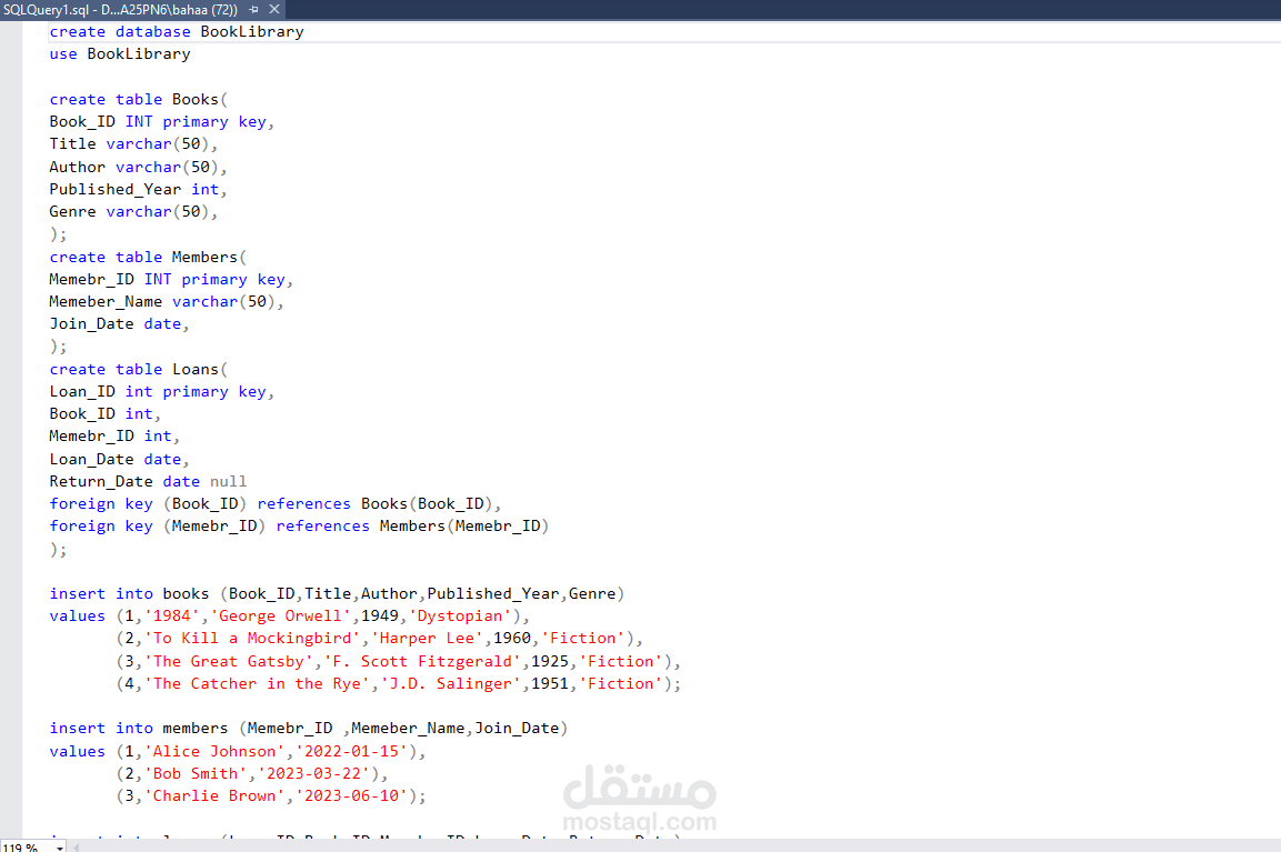 data base and queries