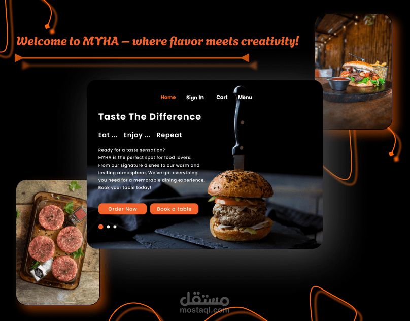 تصميم موقع الكترونيWebsite لمطعم (UI design)
