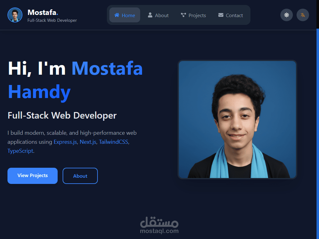 موقع بورتفوليو شخصي حديث، متجاوب مع أنيميشن احترافية