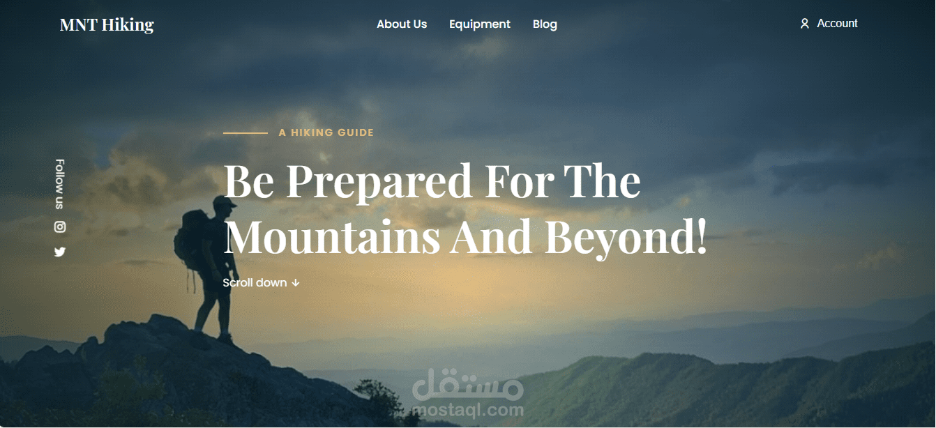 صفحة هبوط لشركة تخييم بين الجبال.