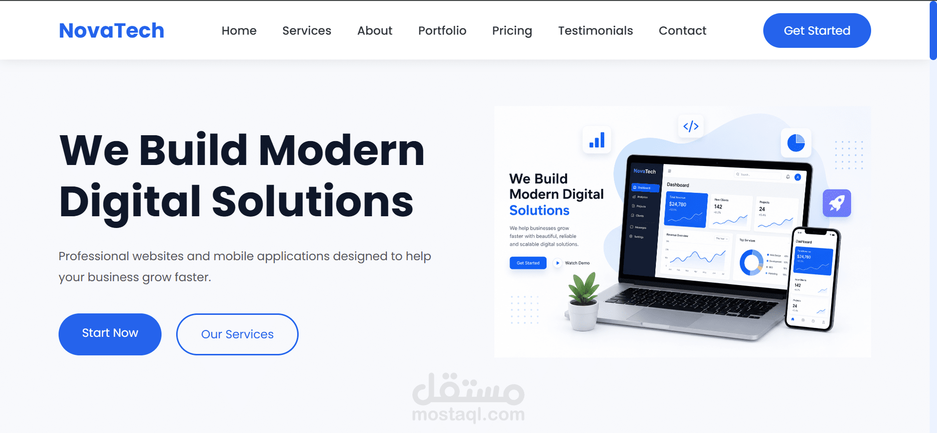 Landing Page احترافية لشركة تقنية