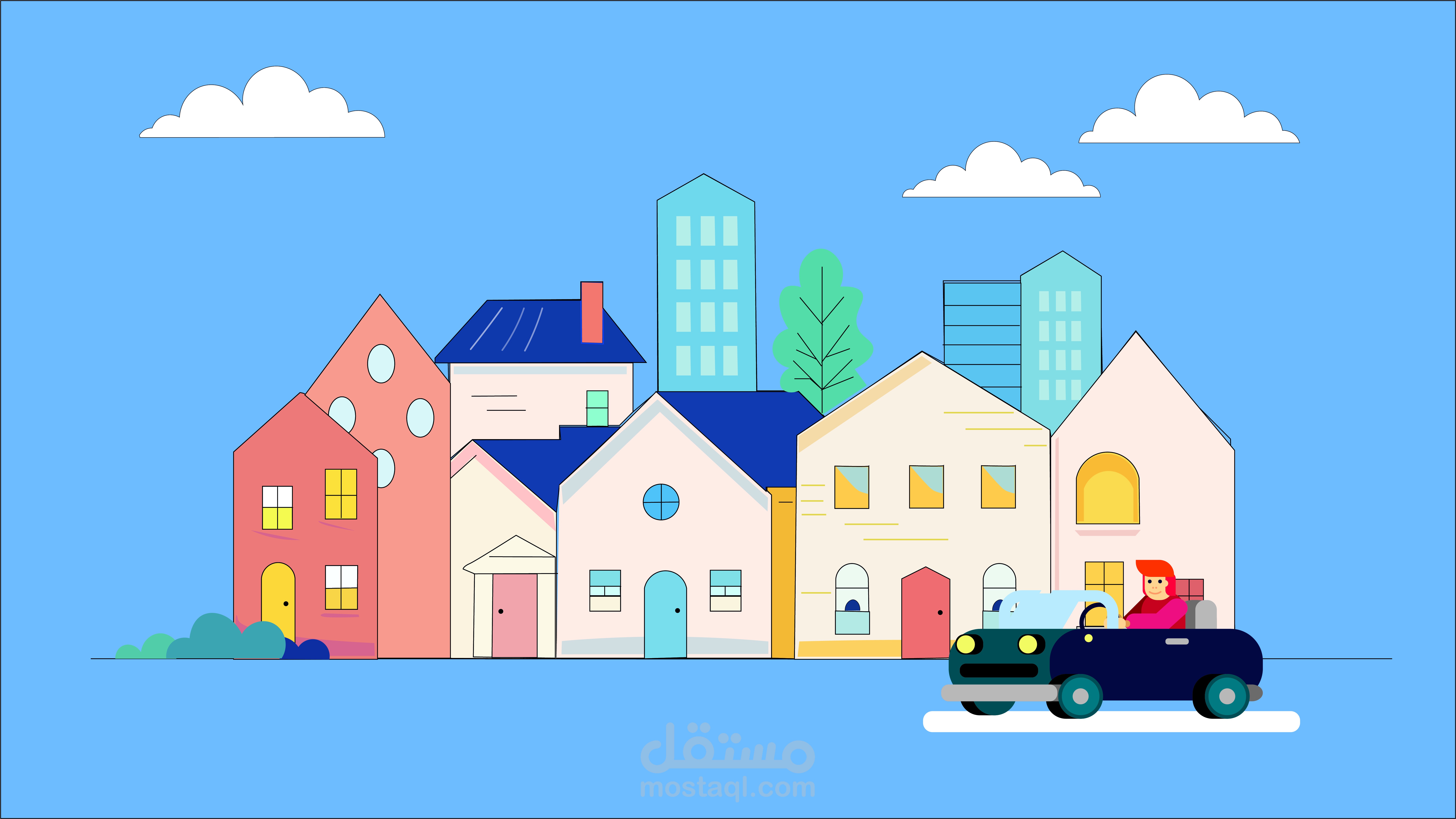 تصميم رسوم مسطحة (Flat Design Illustration) للمواقع والتطبيقات
