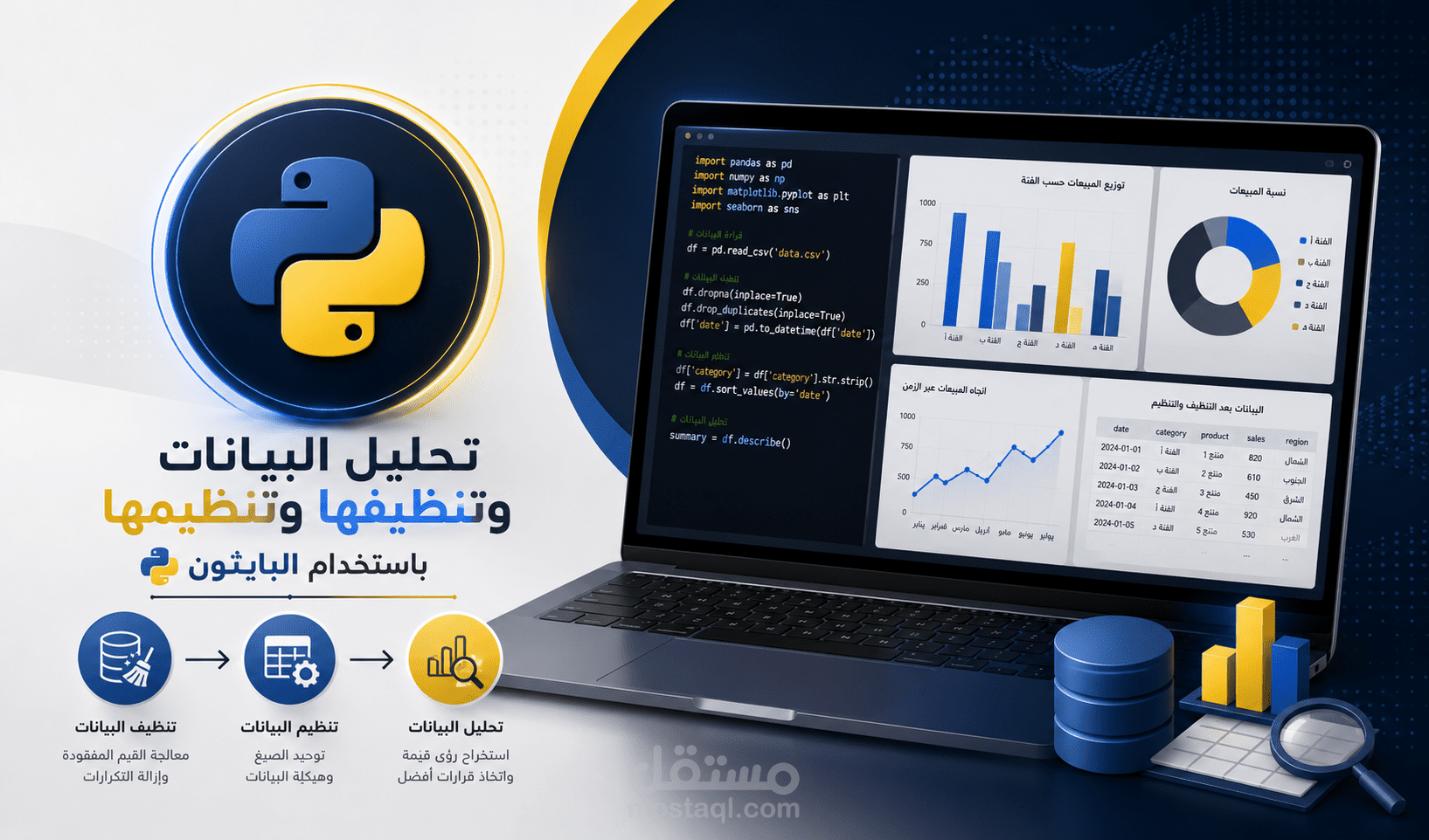 تحليل وتنظيف البيانات باستخدام Python مع تصميم Visualization احترافي