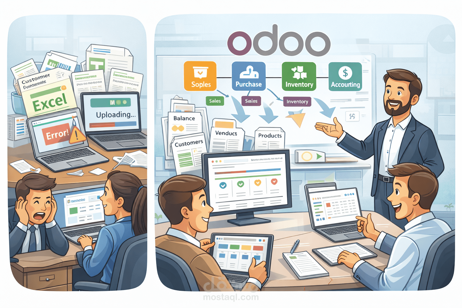 الدعم الفني والوظيفي لأنظمة Odoo – إعداد البيانات وحل المشكلات التشغيلية