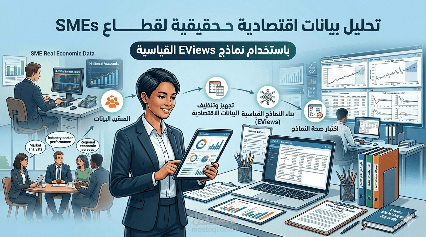 تحليل بيانات اقتصادية حقيقية لقطاع SMEs باستخدام نماذج EViews القياسية
