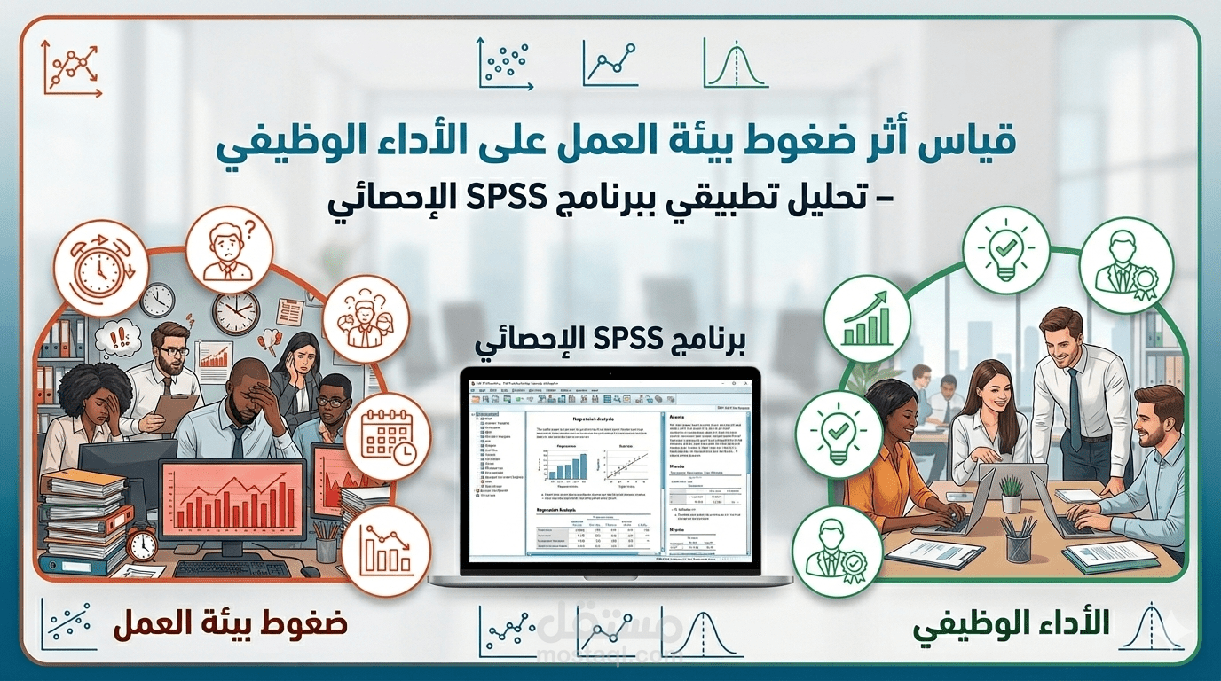 قياس أثر ضغوط بيئة العمل على الأداء الوظيفي – تحليل تطبيقي ببرنامج SPSS الإحصائي