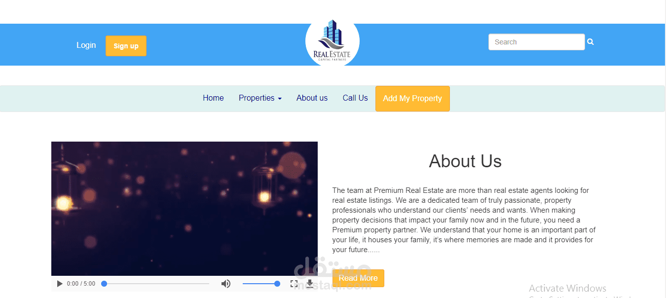 RealEstates (تصميم موقع عقارات)