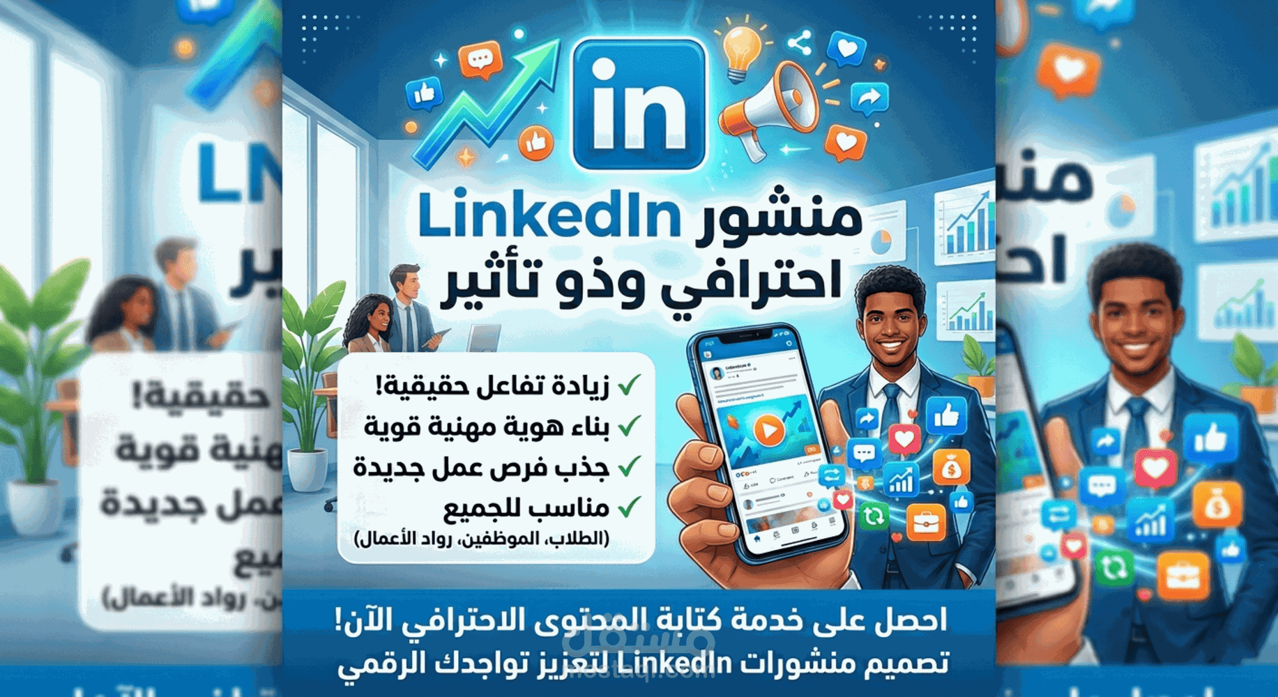 سأكتب منشورات LinkedIn احترافية لزيادة التفاعل وبناء البراند