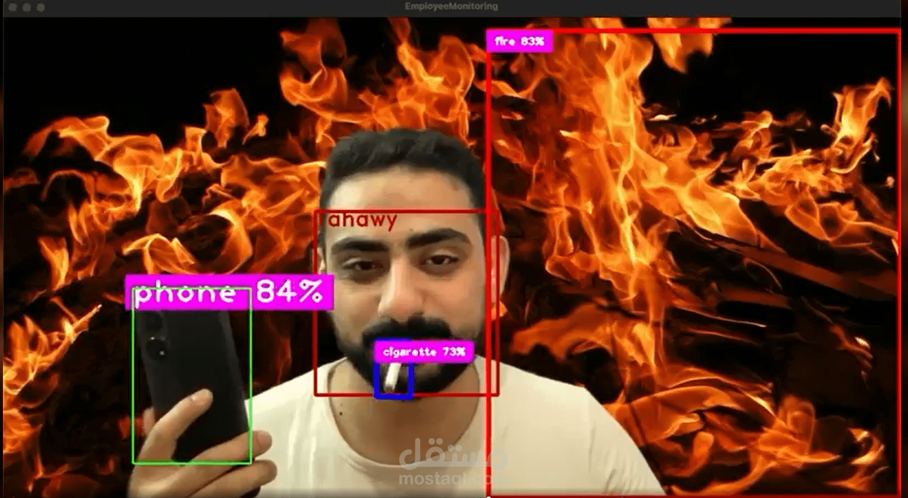 . Monitor ( Face Detection , Fire , Calling , Smoking ) Detection and Take Attendance
