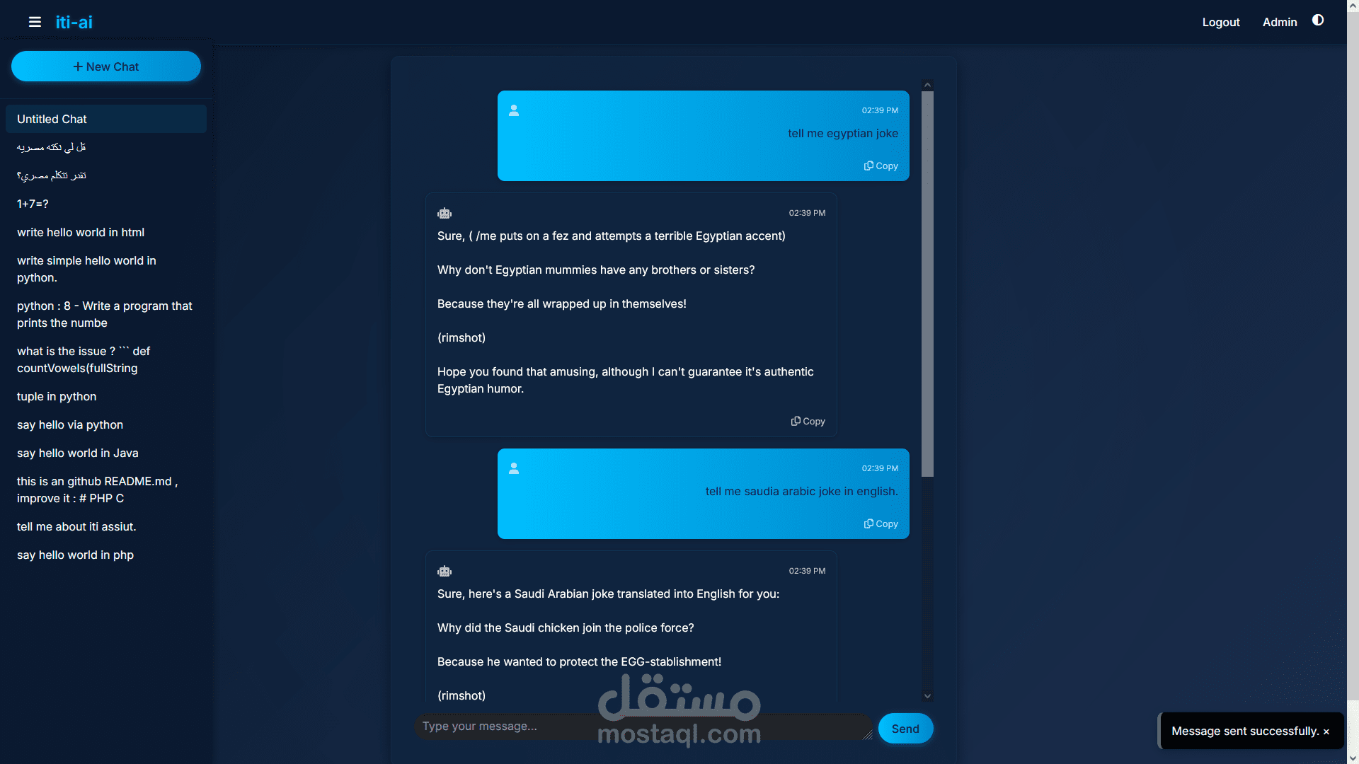 - موقع بسيط للشات مع الذكاء الاصطناعي - simple ai chat using gemini api