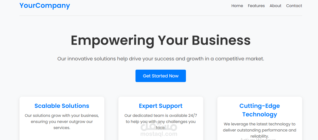 تصميم صفحة هبوط لشركة باستخدام HTMLو CSS