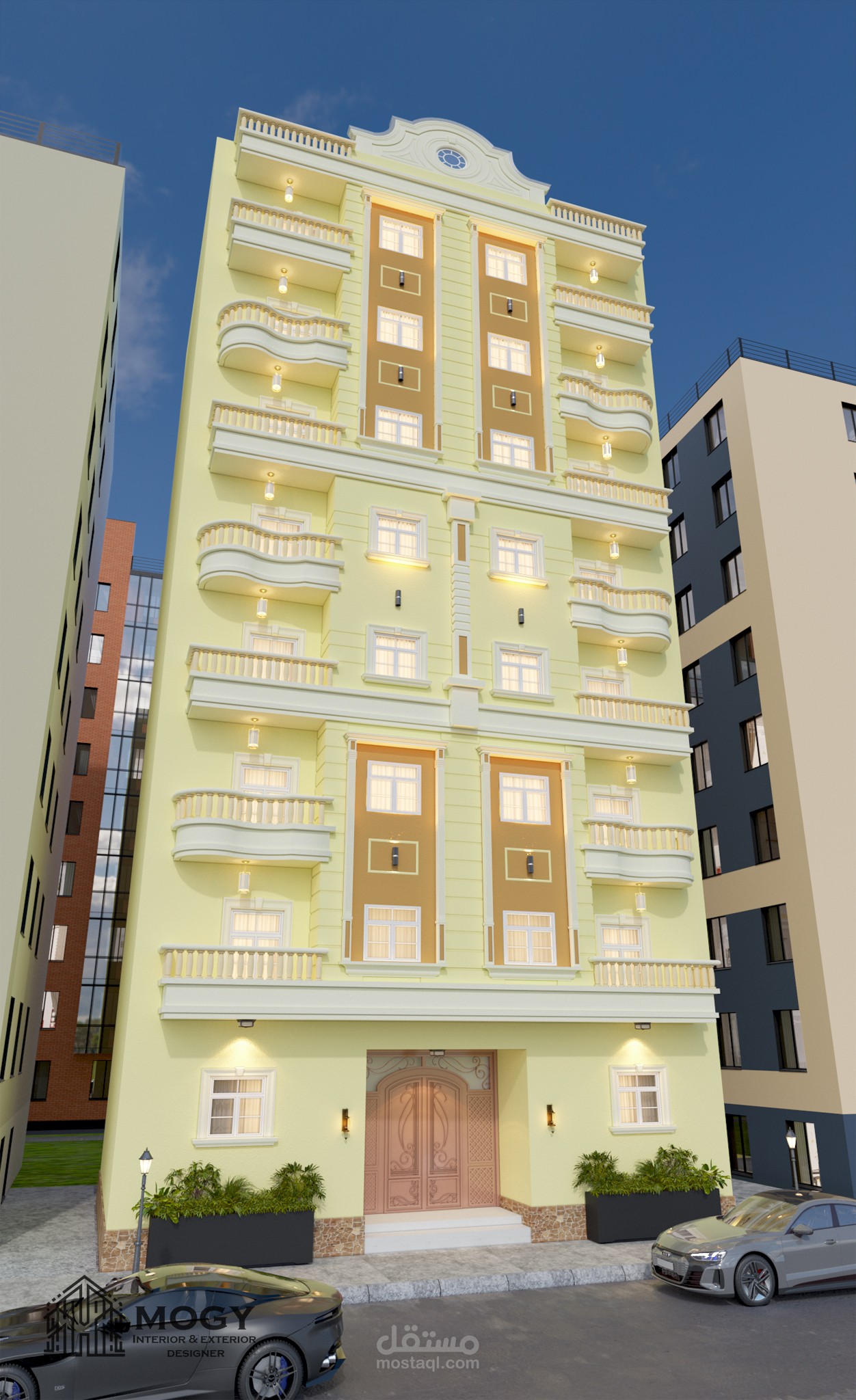 تصميم واجهة عمارة سكنية