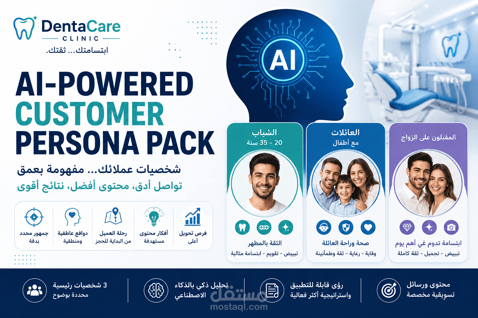 إعداد وتحليل شخصيات العملاء المستهدفين باستخدام الذكاء الاصطناعي – DentaCare Clinic