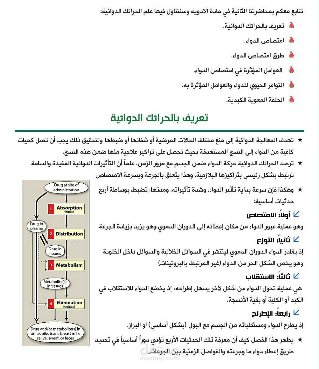 محاضرة لطلاب الطب البشري بعنوان الحرائك الدوائية