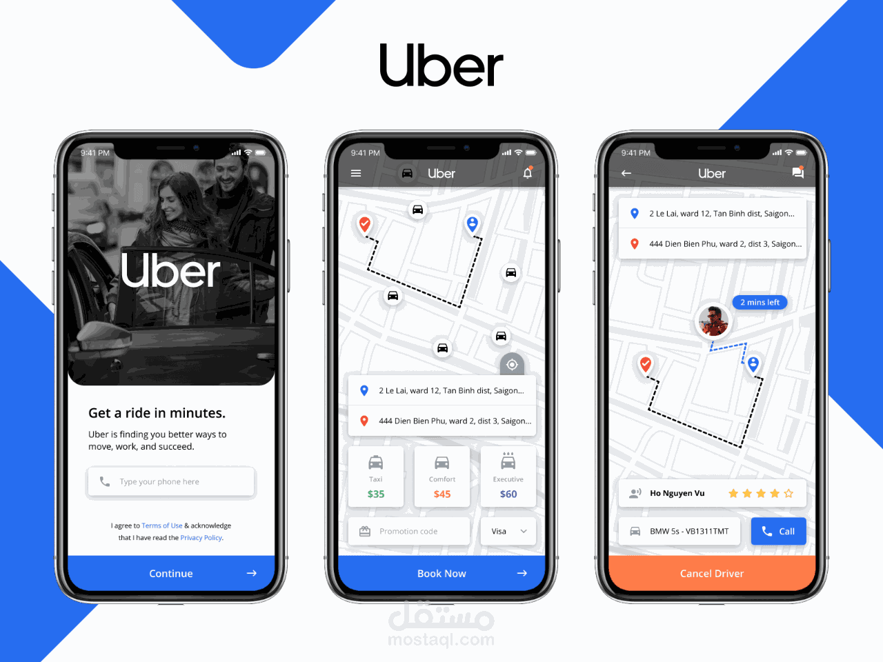 تطبيق خدمات نقل Uber مشروع كامل حجز التاكسي و حل متكامل لمشاركة الرحلات