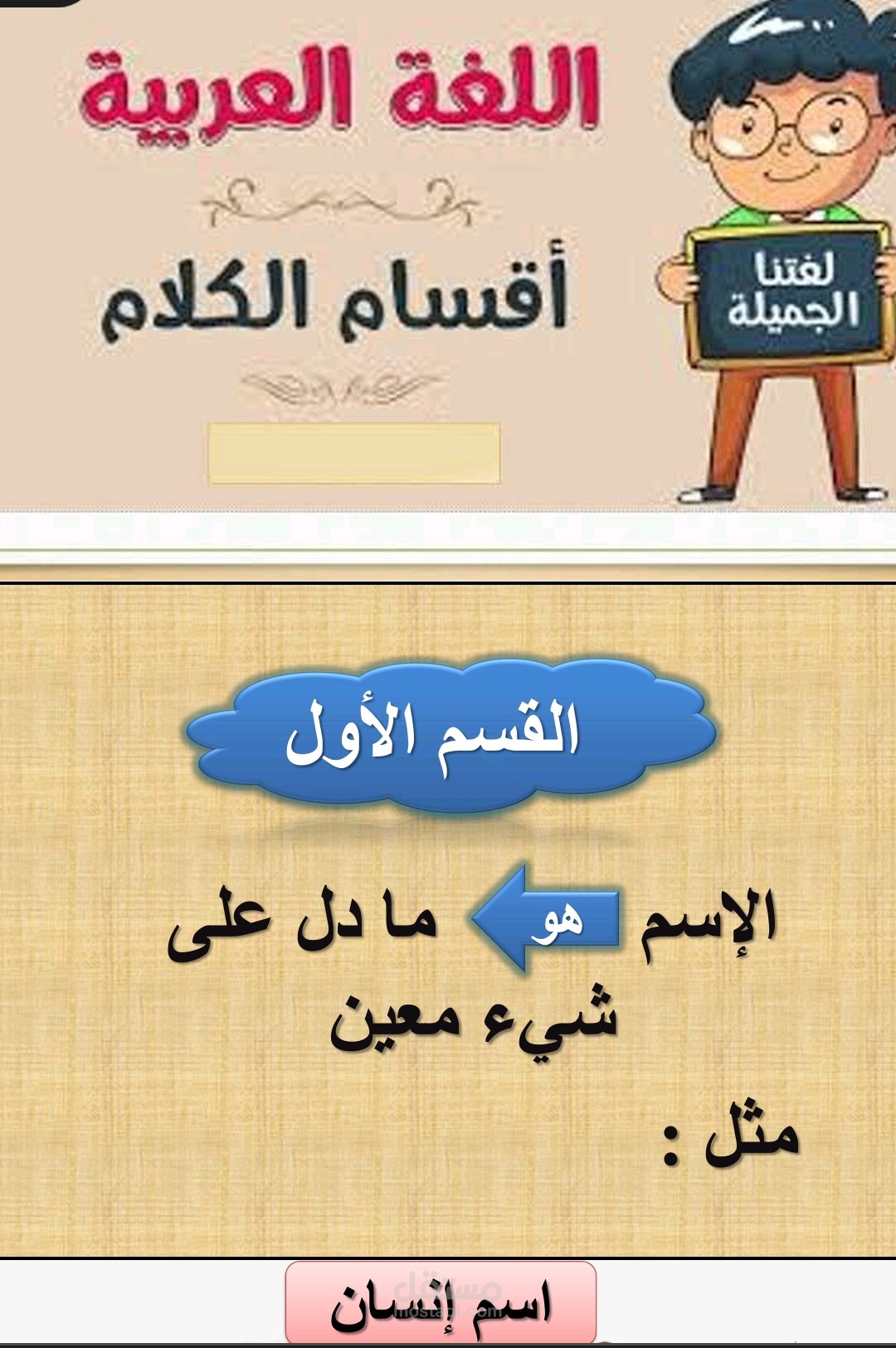 شرح الاسم والفعل للصف الثاني الابتدائي