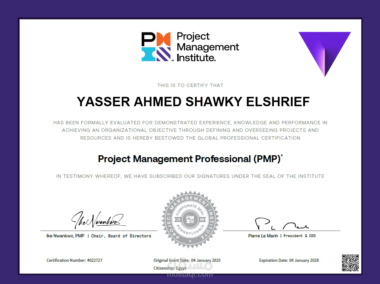 شرح وتأهيل لاجتياز الامتحات الدولى لدورة ادارة المشروعات الاحترافية PMP